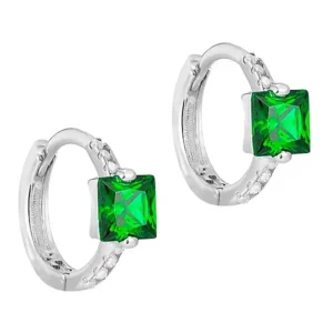 for you collection sterling silver green cubic zirconia huggie hoop earrings