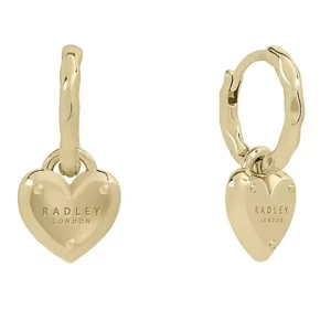radley london 18ct gold plated padlock heart charm hoop earrings