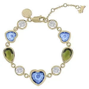radley london 18ct gold plated coloured heart stone set bracelet