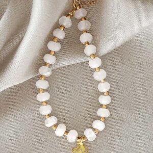 xander kostroma clear quartz stone bracelet with detail
