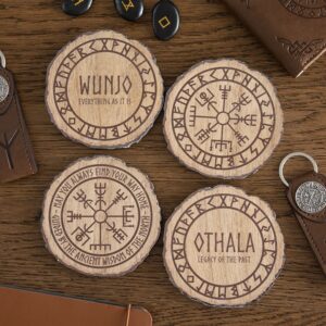 set of 4 norse mythology wood slice coasters