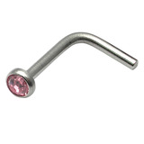 titanium l shaped jewelled nose stud
