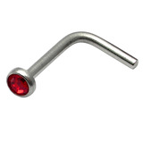 titanium l shaped jewelled nose stud