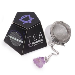raw gemstone tea strainer rose quartz