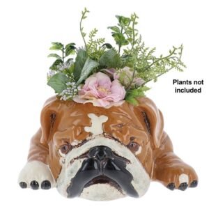 village pottery top dog bulldog planter