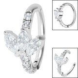 steel huggie belly clicker ring marquise jewelled fan