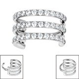 titanium pave set jewelled triple band hinged clicker ring silver