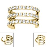 titanium pave set jewelled triple band hinged clicker ring gold
