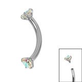 titanium internally threaded claw set double jewelled micro curved bar 1.2mm ab