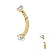 titanium internally threaded claw set double jewelled micro curved bar 1.2mm clear gem