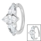 steel huggie belly clicker ring claw set jewelled leaf (copy)