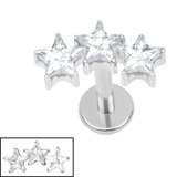 titanium internally threaded labrets 1.2mm 3 sisters jewelled stars