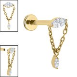 gold titanium internally threaded labrets 1.2mm jewelled anais