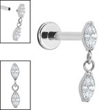 titanium internally threaded labrets 1.2mm titanium double marquise gemini drop