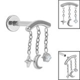 titanium internally threaded labrets 1.2mm titanium starry night