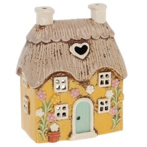 village pottery yellow garden thatch tealight