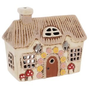 village pottery daisy cottage thatch tealight