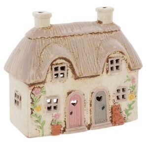 village pottery double garden thatch tealight