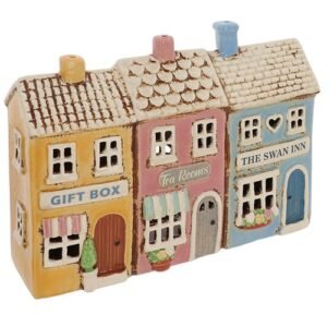 village pottery row of shops tealight