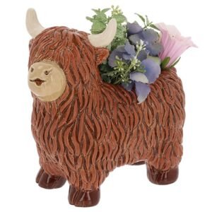 village pottery highland coo planter