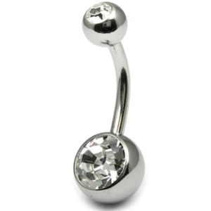 titanium double jewelled belly bars