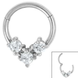 steel claw set jewelled triangle hinged clicker ring